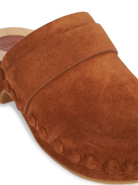 Shop Chloé Joy Wood & Suede Clogs 